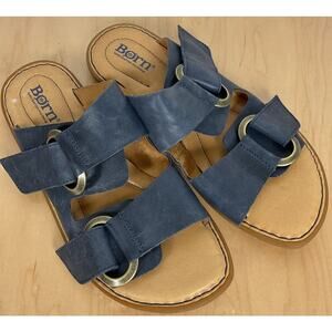 Born Women's Marston Navy Leather 2 strap Sandals Size 7M